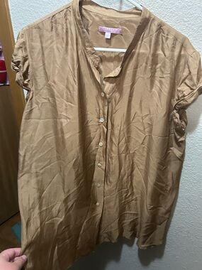 Calypso St. Barth Lightweight Tan Button-Down Shirt